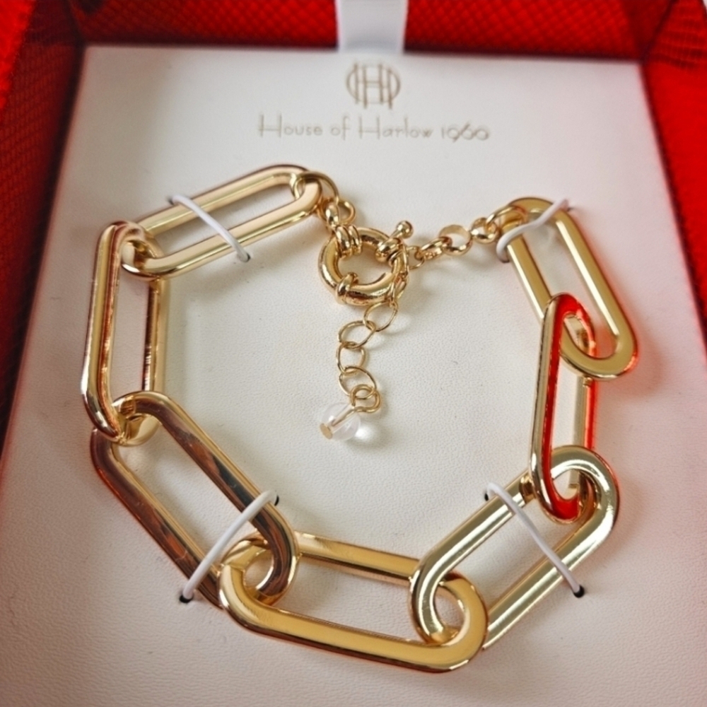 💛▪️House of Harlow▪️ 1960 Chunky Paper Clip Chain Link Bracelet in Goldtone